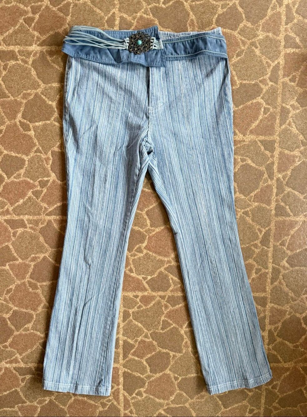 Vintage Revolt Jeans 90s Y2K No Back Pockets Sz 12 Pinstripe